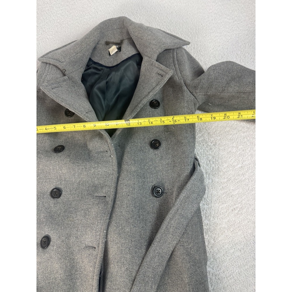 J Crew Coat Womens 0 Gray Wool Blend Double Breasted Belted Peacoat Classic - Picture 4 of 8